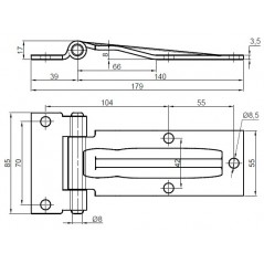 Balama zincata 140mm cu cot pt usa laterala